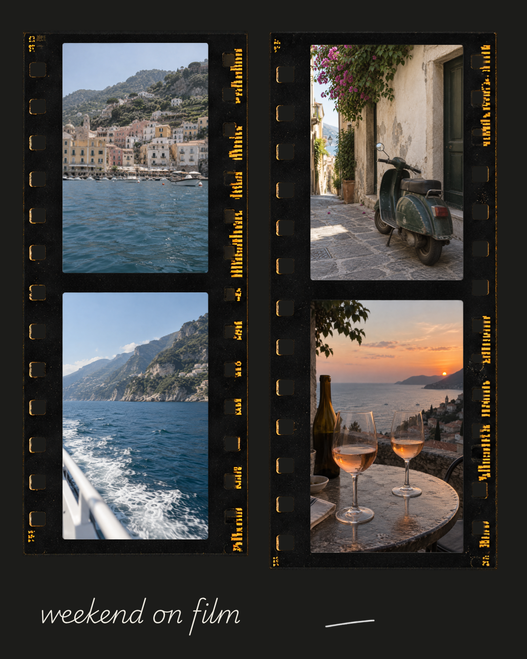 Contact Sheet: a weekend away arranged in analogue film strips