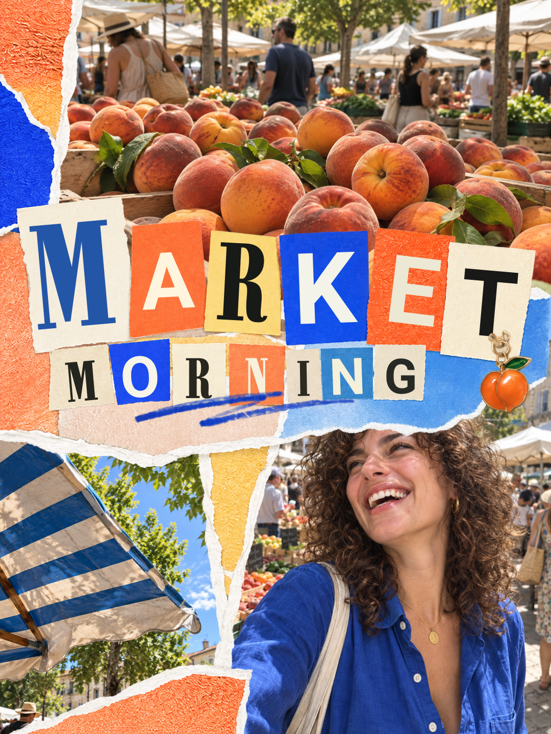 Market Morning: peaches, sunlit photos and playful paper lettering
